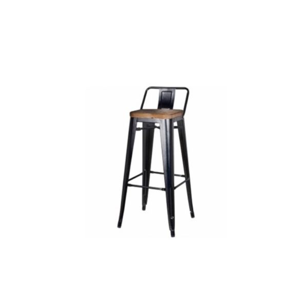 Tolix Low Back Barstool (Wooden Seat)